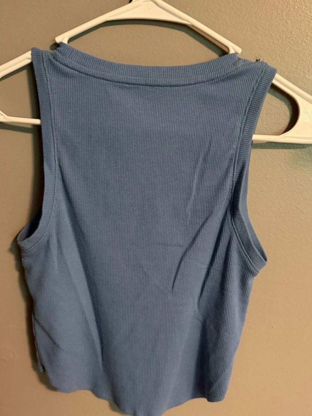 Blue Ribbed Crop Tank - Picture 2 of 3